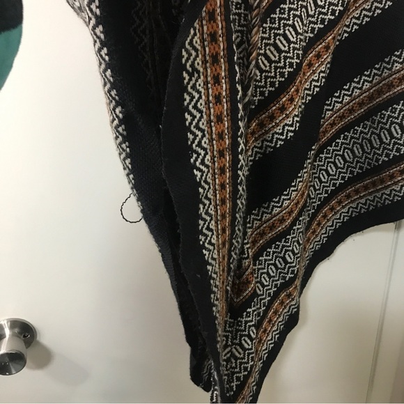 *Vintage* Arolan Kutomo pure wool Nordic knit zip Pirkko maki poncho - Picture 7 of 13